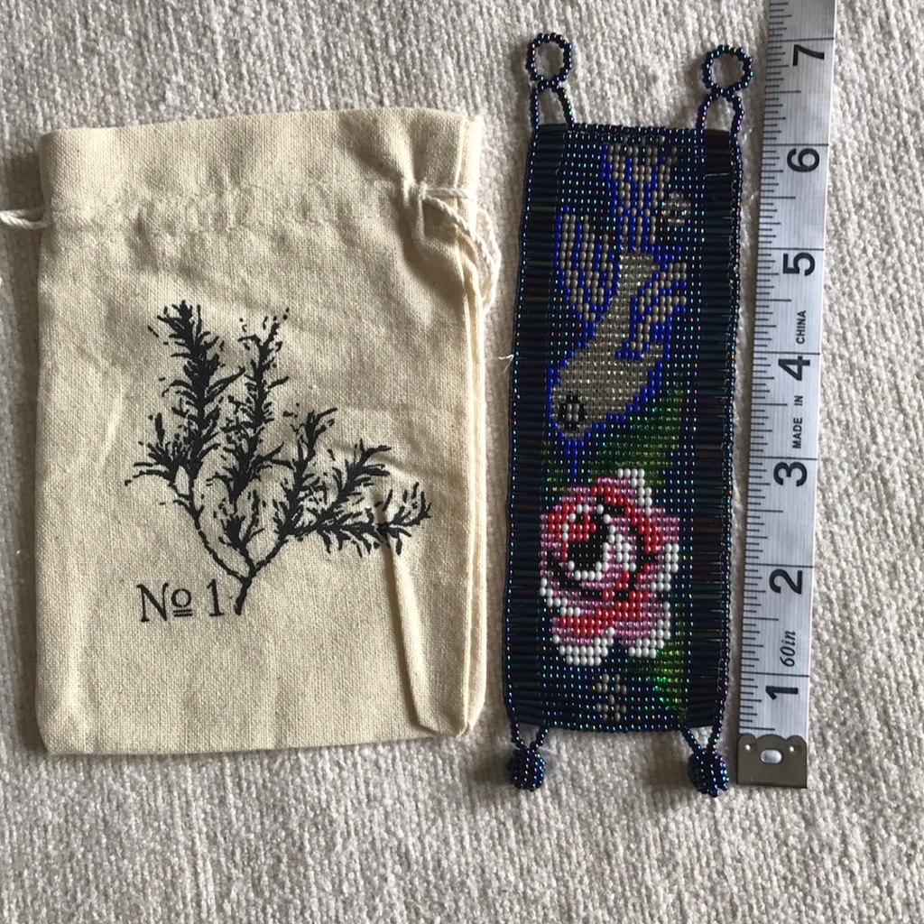 Bird And Rose Seed Beads Bracelet Cuff